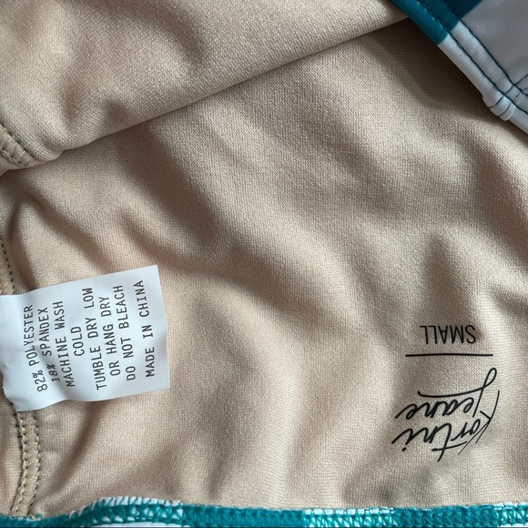 Kortni High Waisted Teal White Stripe Swim Bottom - Picture 4 of 5